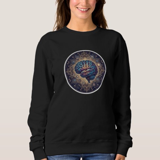 Cosmic Mind Mandala – Abstract Brain Art Sweatshirt (Vorderseite)