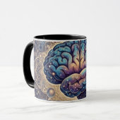 Cosmic Mind Mandala – Abstract Brain Art Tasse (Vorderseite Links)