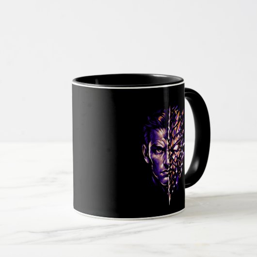Cosmic Mind Pressure | Futuristic Overthinking Art Tasse (VorderseiteRechts)