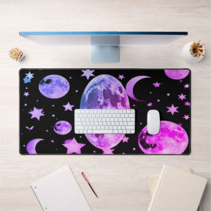 Cosmic Moon Desk Mat Black Schreibtischunterlage
