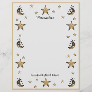 Cosmic Moon & Stars Black & Gold personalisieren
