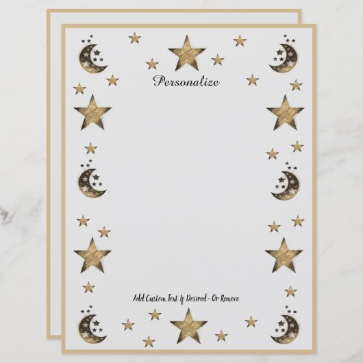 Cosmic Moon & Stars Black & Gold personalisieren (Vorne/Hinten)