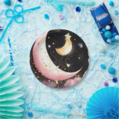 Cosmic Moon Stars Wasserfarbe Girl Babydusche Pappteller (Party)