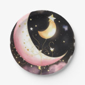 Cosmic Moon Stars Wasserfarbe Girl Babydusche Pappteller (Vorderseite)
