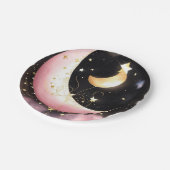 Cosmic Moon Stars Wasserfarbe Girl Babydusche Pappteller (Schrägansicht)