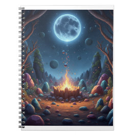 Cosmic Moonlight Campfire Fantasy Spiral Notebook Notizblock