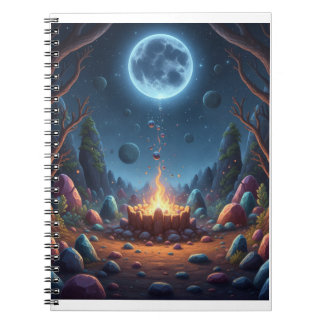 Cosmic Moonlight Campfire Fantasy Spiral Notebook Notizblock
