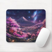 Cosmic Mount Fuji & Sakura Night Mouse Pad - Anime Mousepad (Mit Mouse)