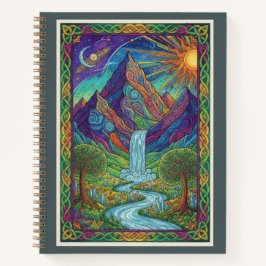 Cosmic Mountain Waterfall Zentangle Nature Journal Notizblock