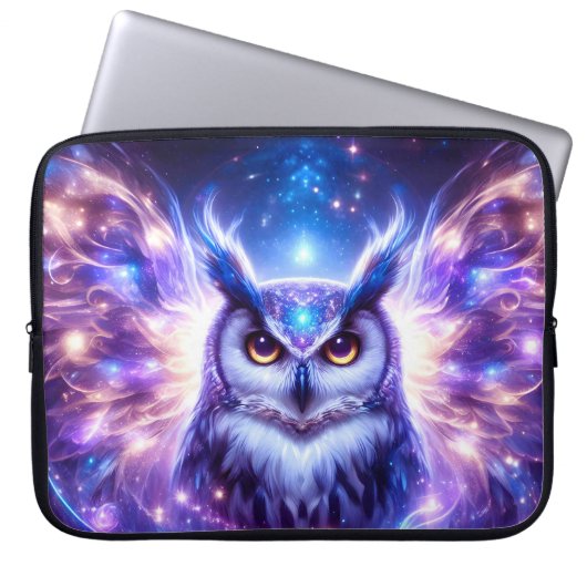 Cosmic Mystical Wisdom Celestial Spiritual Owl Laptopschutzhülle (Vorderseite)