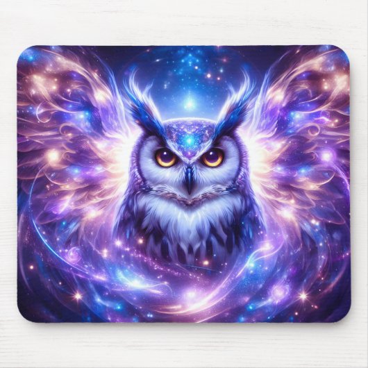 Cosmic Mystical Wisdom Celestial Spiritual Owl Mousepad (Vorne)