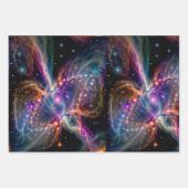 Cosmic Nebula Energy Swirl Wrapping Paper Geschenkpapier Set (Vorderseite)