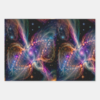 Cosmic Nebula Energy Swirl Wrapping Paper Geschenkpapier Set