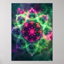 Cosmic Neon Blume Mandala Poster