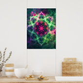 Cosmic Neon Blume Mandala Poster (Küche)