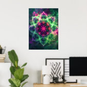 Cosmic Neon Blume Mandala Poster (Heimbüro)