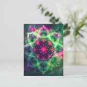 Cosmic Neon Blume Mandala Postkarte (Stehend Vorderseite)