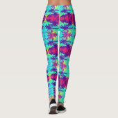 Cosmic Neon Palm Trees Pattern Leggings (Rückseite)