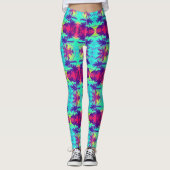 Cosmic Neon Palm Trees Pattern Leggings (Vorderseite)