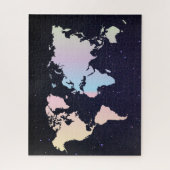Cosmic Night Galaxy & Holographic Pastel Weltkarte Puzzle (Vertikal)