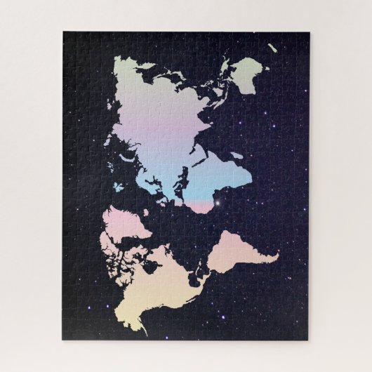 Cosmic Night Galaxy & Holographic Pastel Weltkarte Puzzle (Vertikal)