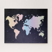 Cosmic Night Galaxy & Holographic Pastel Weltkarte Puzzle (Horizontal)