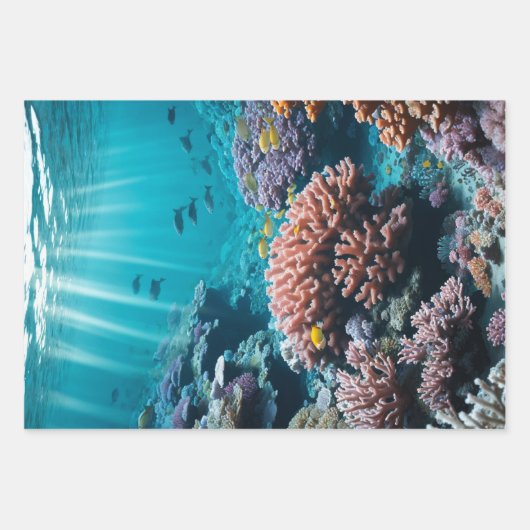 Cosmic Ocean Coral Reef Wrapping Paper Geschenkpapier Set (Vorderseite)