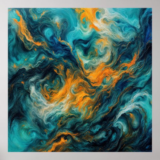 Cosmic Ocean Square - Abstrakte Farben Poster (Vorne)