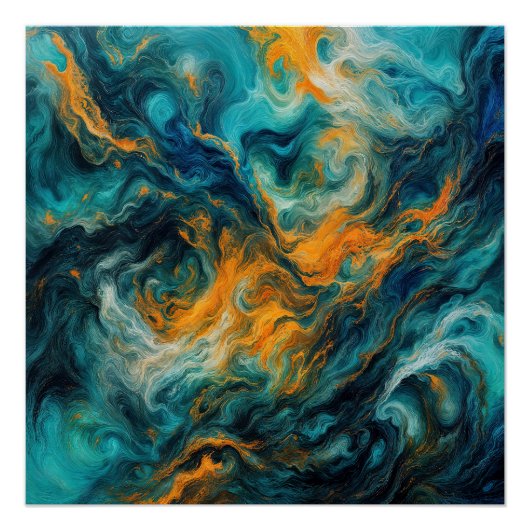 Cosmic Ocean Square - Abstrakte Farben Poster (Vorderseite)