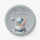 Cosmic One! Celestial 1st Boy Birthday Pappteller (Vorderseite)