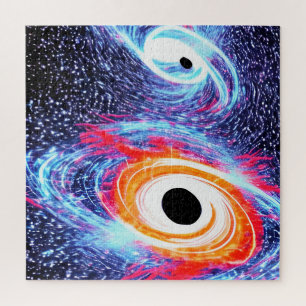 Cosmic Orange Red and Blue Black Holes Landschaft Puzzle