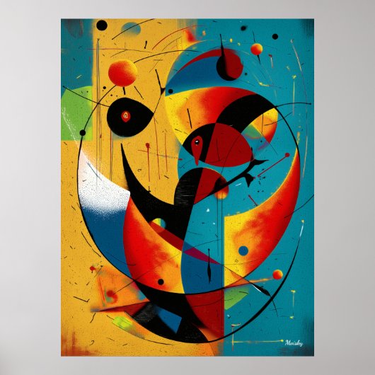 Cosmic Orbit Abstraction in Teal & Tangerine Poster (Vorne)