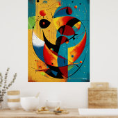 Cosmic Orbit Abstraction in Teal & Tangerine  Poster (Küche)