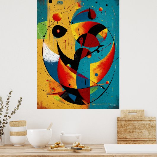 Cosmic Orbit Abstraction in Teal & Tangerine  Poster (Küche)
