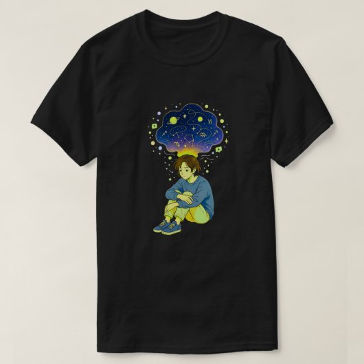 Cosmic Overthinking • Spiritual Mind Overflow T-Shirt (Design vorne)