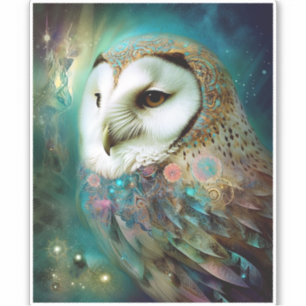 Cosmic Owl Fantasy Art Aufkleber