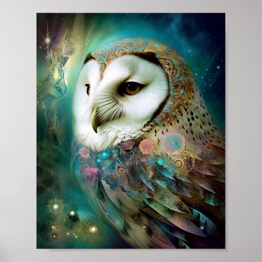 Cosmic Owl Fantasy Art Poster (Vorne)
