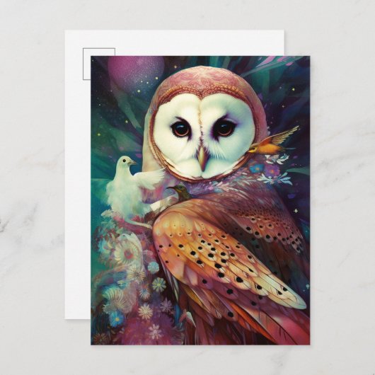 Cosmic Owl Fantasy Art Postkarte (Vorne/Hinten)