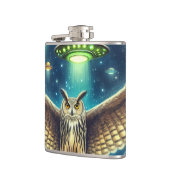 Cosmic Owl Nightscape - Ufos im Himmel Flachmann (Links)