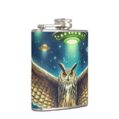 Cosmic Owl Nightscape - Ufos im Himmel Flachmann (Rechts)