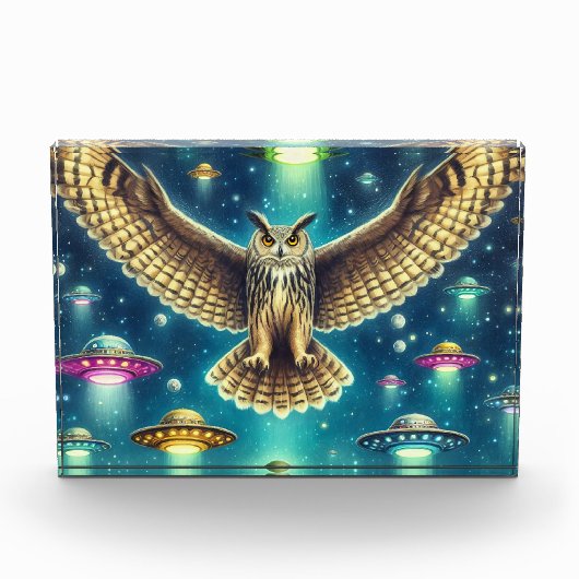 Cosmic Owl Nightscape - Ufos im Himmel Fotoblock (Vorderseite)