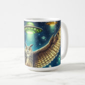 Cosmic Owl Nightscape - Ufos im Himmel Kaffeetasse (VorderseiteRechts)