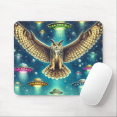 Cosmic Owl Nightscape - Ufos im Himmel Mousepad (Mit Mouse)