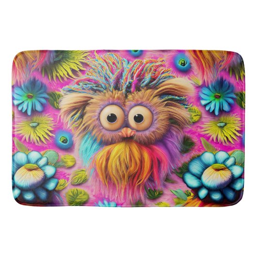 Cosmic Owl Trippy Hippie Psychedelic Original Badematte (Vorderseite)