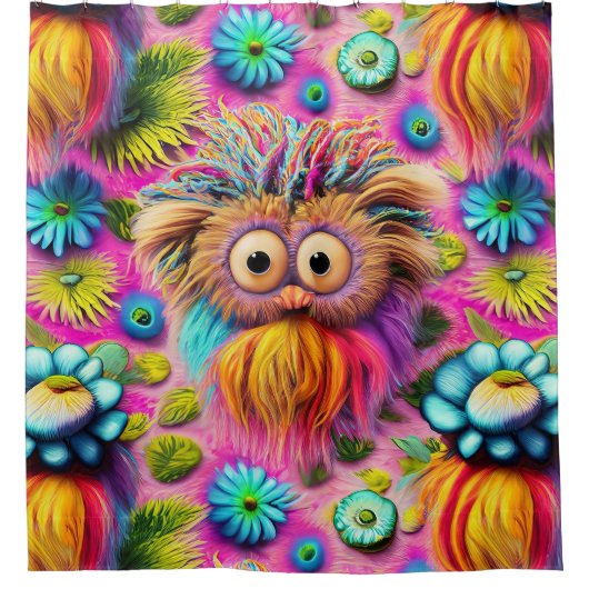 Cosmic Owl Trippy Hippie Psychedelic Original Duschvorhang (Vorderseite)