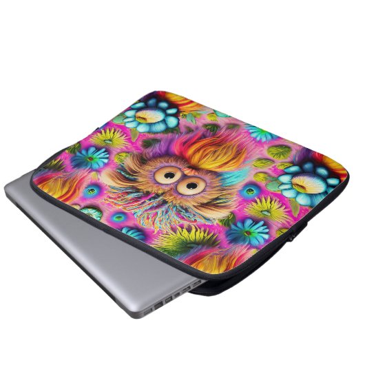 Cosmic Owl Trippy Hippie Psychedelic Original Laptopschutzhülle (Vorne Knopf)