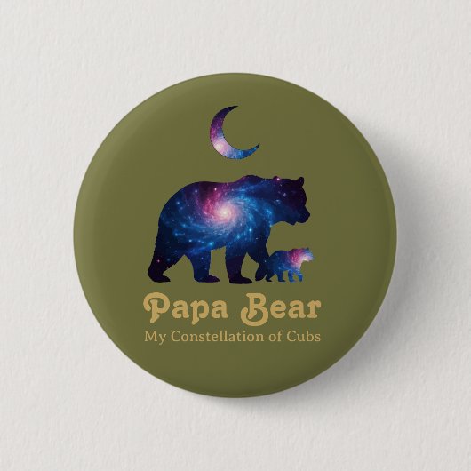 Cosmic Papa Bear & Cub Button (Vorderseite)