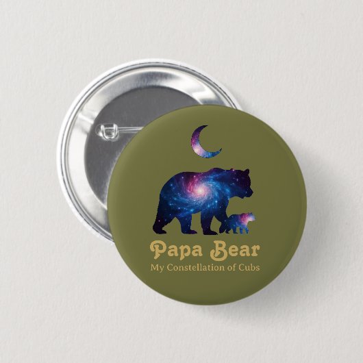 Cosmic Papa Bear & Cub Button (Vorne & Hinten)