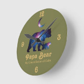 Cosmic Papa Bear & Cub Runde Wanduhr (Winkel)