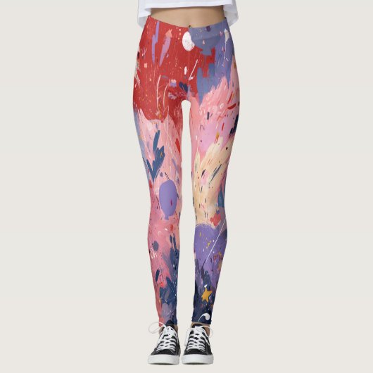 Cosmic Party Abstract Explosion Leggings (Vorderseite)